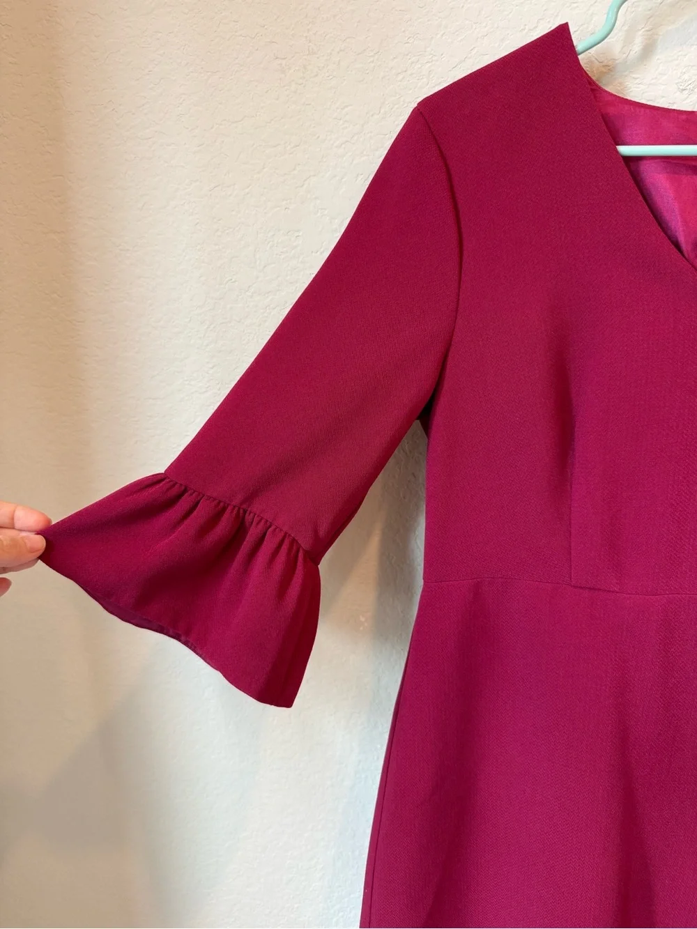 Draper James Raspberry V-Neck Ruffle Sleeve Dress - Picture 3 of 12